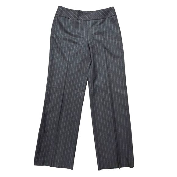 Talbots Grey Pinstripe Wool Trouser Pant 10 Wide Leg Office Minimalist Capsule - Picture 1 of 8